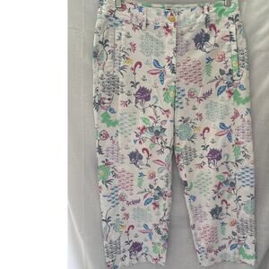 Talbots Relaxed Crop Floral Print Pants Spring Summer Size 6 Colorful